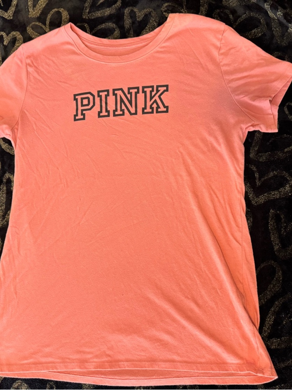 PINK Victoria's Secret Coral Pink Short Sleeve Logo Tee